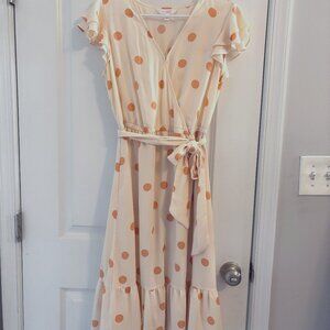 LC Lauren Conrad Polka Dot Flutter Sleeve Midi Dress Women's Size Medium